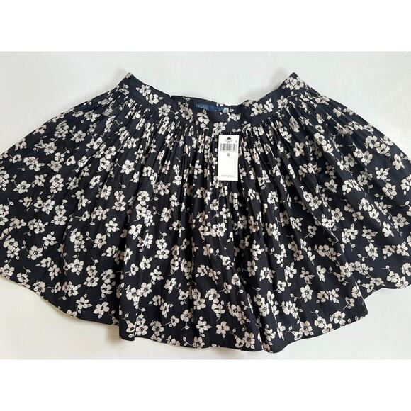 Polo Ralph Lauren Pleated Full A-Line Floral Mini Skirt Women's Size 14 NWT - Picture 1 of 16